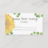 Zonnebloem raad hoeveel kurken bruidsspel informatiekaartje (Voorkant)