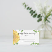 Zonnebloem raad hoeveel kusjes bruidsspel informatiekaartje (Staand voorkant)