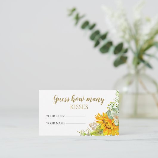 Zonnebloem raden hoeveel kissers brudal game informatiekaartje (Staand voorkant)