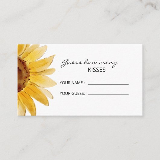 Zonnebloem raden hoeveel kissers brudal game informatiekaartje (Voorkant)