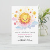 Zonnebloem Radiance Boho Meisje Baby shower Kaart (Staand voorkant)