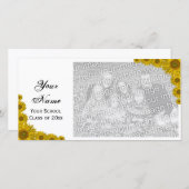 Zonnebloem Rand Afstuderen Aankondiging Fotokaart (Voorkant / Achterkant)