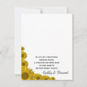 Zonnebloem Rand Wedding Charity Favor Card (Voorkant)