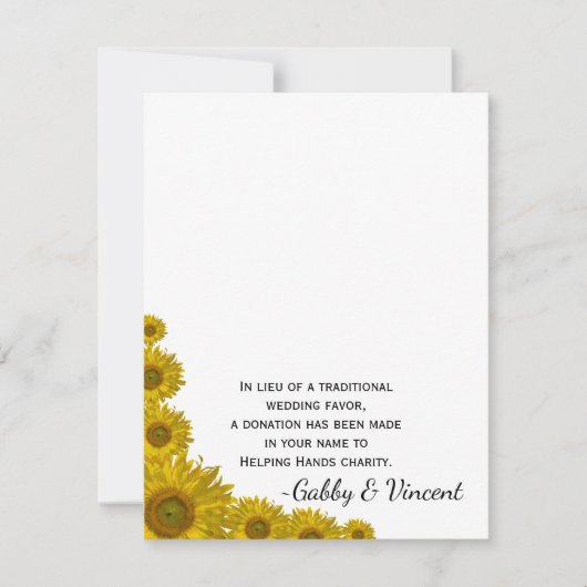 Zonnebloem Rand Wedding Charity Favor Card (Voorkant)