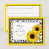 Zonnebloem Recept Kaart voor de bruid te zijn (Voorkant / Achterkant)