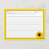 Zonnebloem Recept Kaart voor de bruid te zijn (Achterkant)