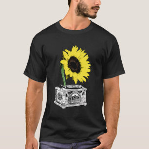 Zonnebloem Record Player T-shirt Stijlvolle Lover