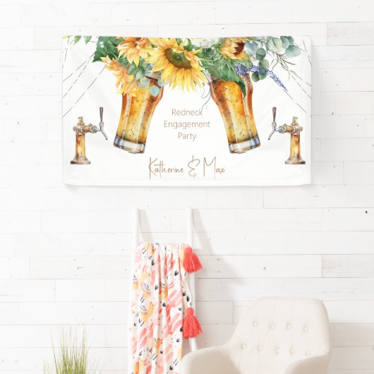Zonnebloem Redneck Lichten Bier Verloving Feest Spandoek (Insitu)