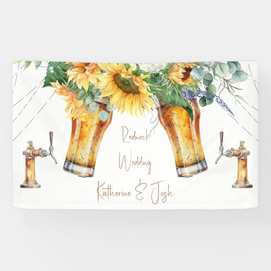 Zonnebloem Redneck Trouwlichten Bier Spandoek (Horizontaal)