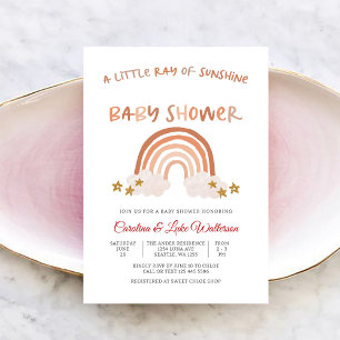 Zonnebloem Regenboog Baby Borrel Uitnodiging