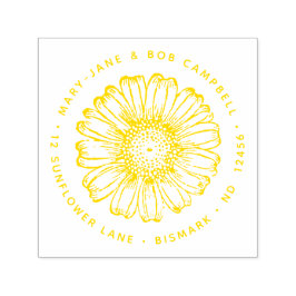 Zonnebloem Retouradres Bloem Floral Botanical Zelfinktende Stempel
