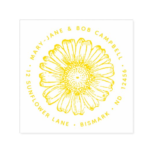 Zonnebloem Retouradres Bloem Floral Botanical Zelfinktende Stempel (Design)