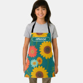Zonnebloem Retro Kleurrijk Gepersonaliseerd Patroo Schort (Insitu)