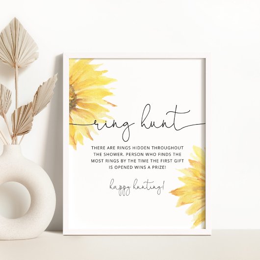 Zonnebloem ring zoek bruidsboeket spel poster