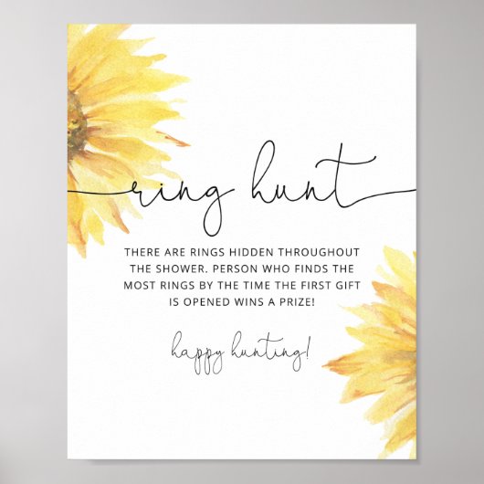 Zonnebloem ring zoektocht bruiloft game poster (Voorkant)