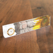 Zonnebloem Rock Desk Naamplaat Naambordje (Zijkant)