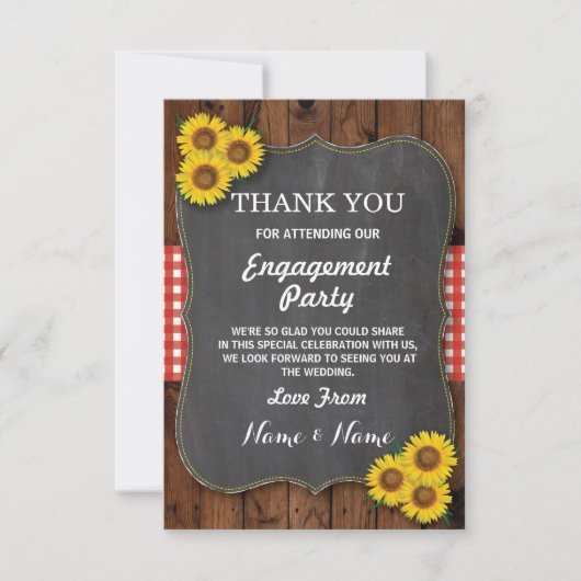 Zonnebloem Rode Dankjewel Engagement Trouw Hout Kaart (Voorkant)