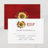 Zonnebloem Rode Rozenbloemen RSVP Kaartje (Voorkant / Achterkant)