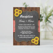 Zonnebloem Rode Rustieke Trouw Ontvangst Kaarten (Staand voorkant)