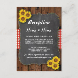 Zonnebloem Rode Rustieke Trouw Ontvangstkaarten Informatiekaartje