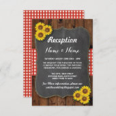 Zonnebloem Rode Rustieke Trouw Ontvangstkaarten Informatiekaartje (Voorkant / Achterkant)