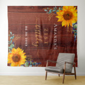 Zonnebloem, roestbruin hout eucalyptus wandkleed (In Situ (horizontaal))