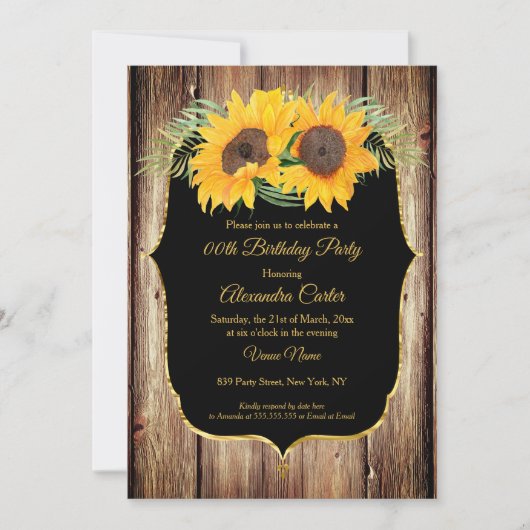 Zonnebloem Roesthout Zwarte goudpartij Kaart (Voorkant)