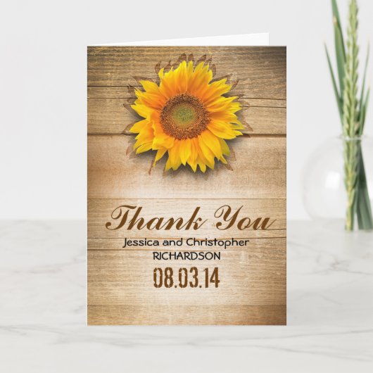 zonnebloem roestieke dankkaart bedankkaart (Voorkant)