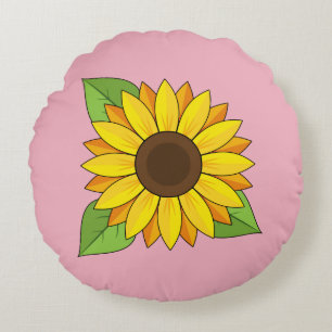 Zonnebloem Rond Kussen