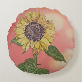 Zonnebloem Rond Kussen