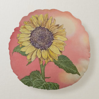 Zonnebloem Rond Kussen