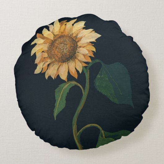 Zonnebloem Rond Kussen (Achterkant)