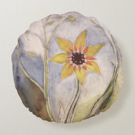 Zonnebloem Rond Kussen (Achterkant)