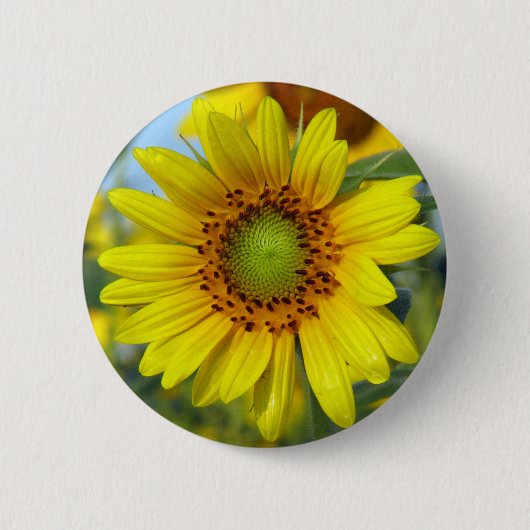 Zonnebloem Ronde Button 5,7 Cm (Voorkant)