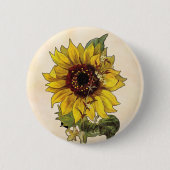 Zonnebloem Ronde Button 5,7 Cm (Voorkant)