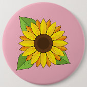 Zonnebloem Ronde Button 6,0 Cm (Voorkant)