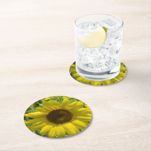 Zonnebloem Ronde Kartonnen Onderzetter (Insitu)