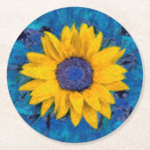 Zonnebloem Ronde Kartonnen Onderzetter (Voorkant)