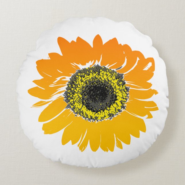 Zonnebloem ronde kussensloop rond kussen (Voorkant)