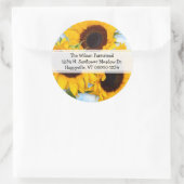 Zonnebloem Ronde retour adreslabel Ronde Sticker (Tas)