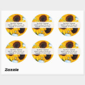 Zonnebloem Ronde retour adreslabel Sticker (Vel)