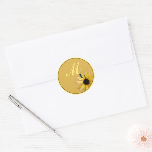 Zonnebloem Ronde Sticker (Envelop)