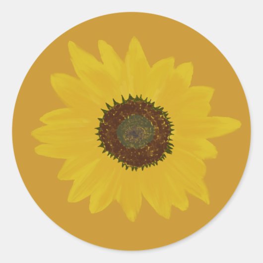Zonnebloem Ronde Sticker (Voorkant)