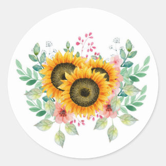 Zonnebloem Ronde Sticker