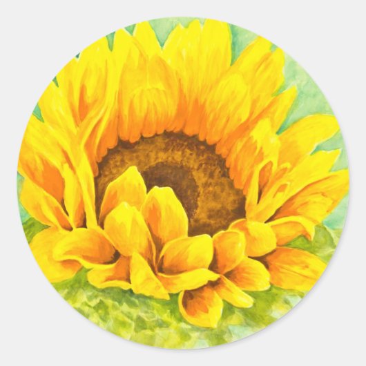 Zonnebloem Ronde Sticker (Voorkant)