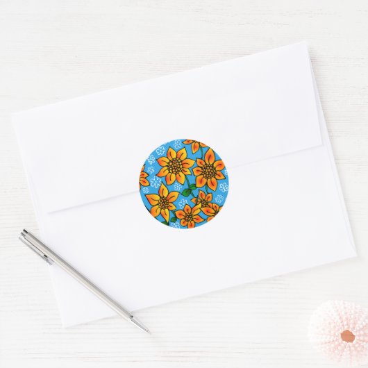 Zonnebloem Ronde Sticker (Envelop)