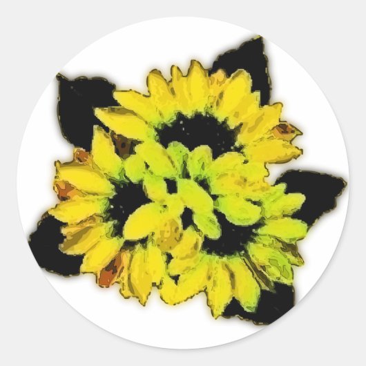 Zonnebloem Ronde Sticker (Voorkant)
