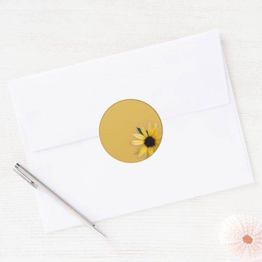 Zonnebloem Ronde Sticker (Envelop)