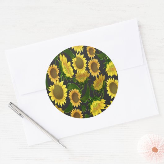 Zonnebloem Ronde Sticker (Envelop)