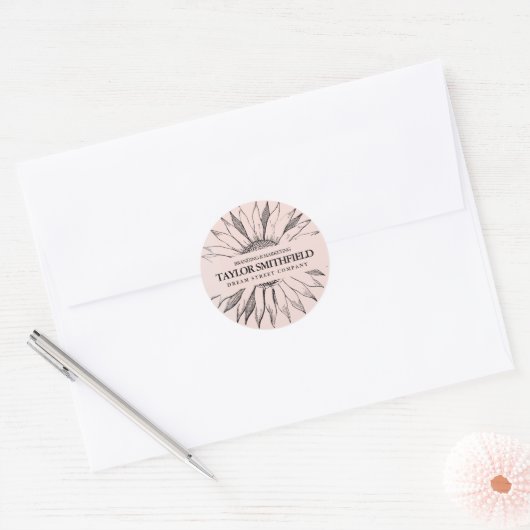 zonnebloem ronde sticker (Envelop)